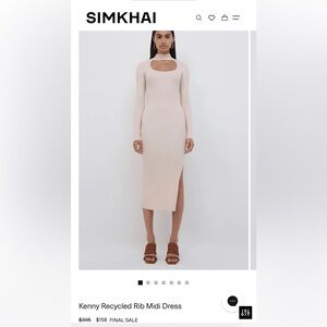 SIMKHAI Kenny Recycled Rib Midi Dress, M